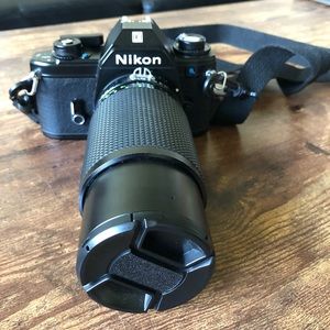 Nikon EM Film Camera with lens 75-200 mm